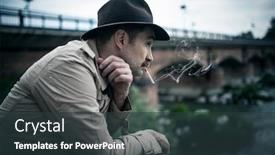  Presentation with old man - Slide set with vintage-dressed-man-smoking background and a tawny brown colored foreground