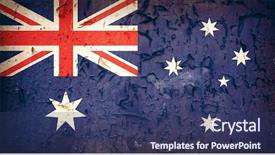  Presentation with effect - PPT theme with vintage effect australian flag background and a ocean colored foreground