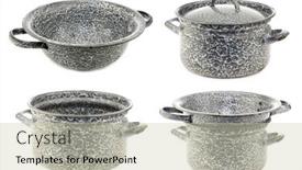  Presentation with vintage cooking - Theme having vintage-empty-grey-enamel-cooking background and a soft green colored foreground