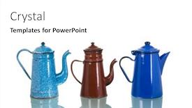  Presentation with enamel - Audience pleasing theme consisting of vintage-enamel-coffee-pots-isolated backdrop and a white colored foreground