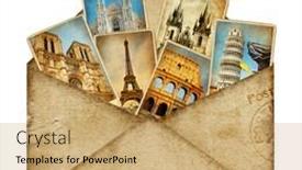  Presentation with envelope - Audience pleasing slide deck consisting of vintage-envelope-with-travel-cards backdrop and a coral colored foreground