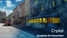  Presentation with day night - Colorful theme enhanced with vintage european town street day backdrop and a  colored foreground