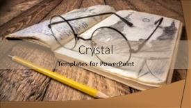  Presentation with reading table - PPT layouts consisting of vintage-expedition-journal background and a coral colored foreground