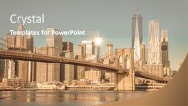  Presentation with new york city - PPT theme having vintage-famous-skyline-of-downtown background and a gray colored foreground