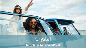  Presentation with vintage car - Amazing slide deck having vintage fashion - summer holidays road trip vacation backdrop and a teal colored foreground