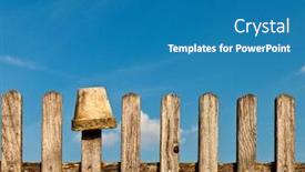  Presentation with flower vintage - PPT theme featuring vintage fence and a flower pot against a blue sky background and a teal colored foreground