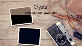  Presentation with camera film - Slide set enhanced with two blank photo frames background and a coral colored foreground