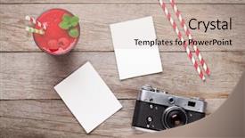  Presentation with camera film - Theme enhanced with vintage film camera two blank background and a soft green colored foreground