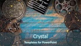  Presentation with film reels - Slide deck with vintage film reels clapperboard background and a ocean colored foreground