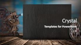  Presentation with film reels - Audience pleasing slide deck consisting of vintage film reels clapperboard backdrop and a dark gray colored foreground