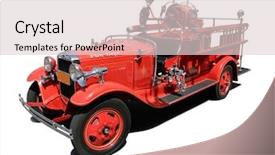  Presentation with fire truck - Presentation with vintage fire engine isolated background and a lemonade colored foreground