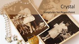  Presentation with first communion - PPT theme having vintage first communion photos background and a coral colored foreground