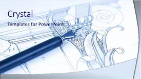  Presentation with fountain pen - Beautiful slide deck featuring vintage fountain pen architectural drawing backdrop and a sky blue colored foreground