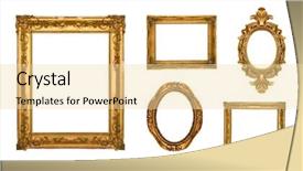  Presentation with portfolio - Presentation having vintage gold ornate frames some background and a blonde colored foreground