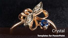  Presentation with sapphire - Audience pleasing slide set consisting of vintage golden ring with diamonds and sapphire shot on velvet backdrop and a wine colored foreground