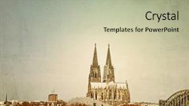  Presentation with gothic - PPT layouts enhanced with vintage gothic cathedral in cologne germany background and a mint green colored foreground