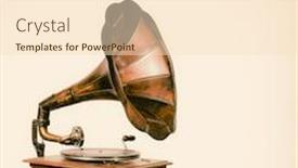  Presentation with gramophone - Amazing slide set having vintage-gramophone-player-with-vinyl backdrop and a lemonade colored foreground