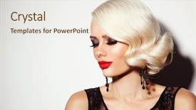  Presentation with old style vintage postcard - PPT layouts with vintage hairdo and matte red background and a sky blue colored foreground