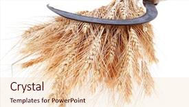  Presentation with ears - Slide deck with vintage handmade reaper hook sickle background and a lemonade colored foreground