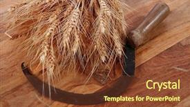  Presentation with dark vintage wood table texture - Cool new theme with vintage handmade reaper hook sickle backdrop and a  colored foreground
