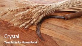  Presentation with ears - Audience pleasing slides consisting of vintage handmade reaper hook sickle backdrop and a red colored foreground