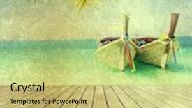  Presentation with ship - Audience pleasing presentation design consisting of vintage holiday background - exotic beach view and traditional ship on ko poda backdrop and a yellow colored foreground