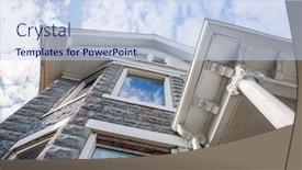  Presentation with concrete block - Audience pleasing slide deck consisting of vintage-house-made-of-rock backdrop and a sky blue colored foreground