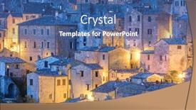  Presentation with illumination - Slide deck featuring vintage-houses-pattern-background-real background and a ocean colored foreground