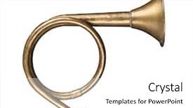  Presentation with hunting - Theme with vintage hunting horn isolated background and a white colored foreground