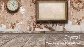  Presentation with vintage clock - Audience pleasing presentation design consisting of vintage-interior-with-wall-clock backdrop and a coral colored foreground