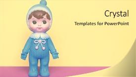  Presentation with plastic - Colorful slide deck enhanced with vintage japanese blue plastic doll backdrop and a white colored foreground