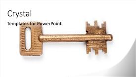  Presentation with key - Amazing PPT theme having vintage key on white background backdrop and a white colored foreground