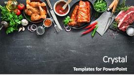  Presentation with bbq chicken - Amazing presentation theme having vintage kitchen and butcher utensils backdrop and a dark gray colored foreground