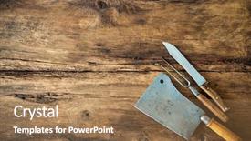  Presentation with kitchen utensils - Audience pleasing presentation theme consisting of vintage kitchen utensils on wooden backdrop and a coral colored foreground