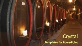  Presentation with barrels - Colorful PPT theme enhanced with vintage literally - barrels in a wine cellar backdrop and a tawny brown colored foreground