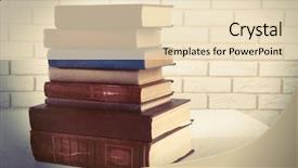  Presentation with brick wall - Colorful PPT theme enhanced with vintage literally - heap of old books backdrop and a lemonade colored foreground