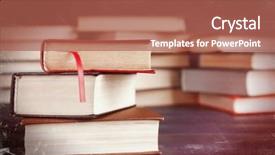  Presentation with books - Slide deck having vintage literally - heap of old books background and a  colored foreground