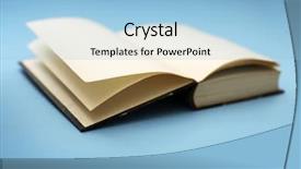  Presentation with old story book - Presentation having vintage literally - old book short depth-of-field some background and a light blue colored foreground