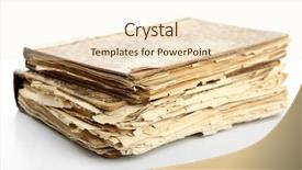  Presentation with stack of old books - Beautiful theme featuring vintage literally - old books isolated on white backdrop and a cream colored foreground