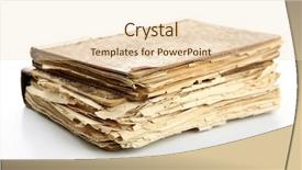  Presentation with stack of old books - Colorful presentation theme enhanced with vintage literally - old books isolated on white backdrop and a lemonade colored foreground