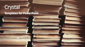  Presentation with old books pen - Amazing slides having vintage literally - old books standing on shelf backdrop and a tawny brown colored foreground
