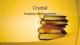  Presentation with books - Slides featuring vintage literally - stacked books against a yellow background and a  colored foreground