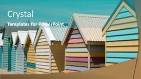  Presentation with turquoise beach - Audience pleasing PPT layouts consisting of vintage-little-beach-house backdrop and a teal colored foreground