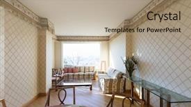  Presentation with living room - PPT theme enhanced with vintage living room with upholstered background and a  colored foreground