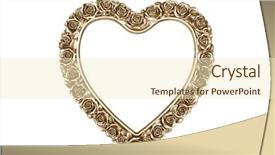  Presentation with love frame - PPT layouts having vintage love - golden heart picture frame isolated background and a cream colored foreground