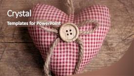  Presentation with wooden heart the slogan - PPT theme consisting of vintage love - heart with button background and a tawny brown colored foreground