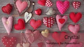  Presentation with hearts - Slide deck consisting of vintage love - lot of hearts on wooden background and a violet colored foreground
