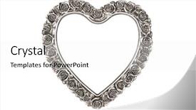  Presentation with love frame - PPT theme consisting of vintage love - silver heart picture frame isolated background and a white colored foreground