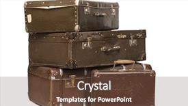  Presentation with old - Beautiful slides featuring vintage luggage - heap of old suitcases isolated backdrop and a tawny brown colored foreground