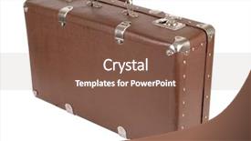  Presentation with movie screen in old retro - Cool new presentation theme with vintage luggage - retro old suitcase on white backdrop and a  colored foreground